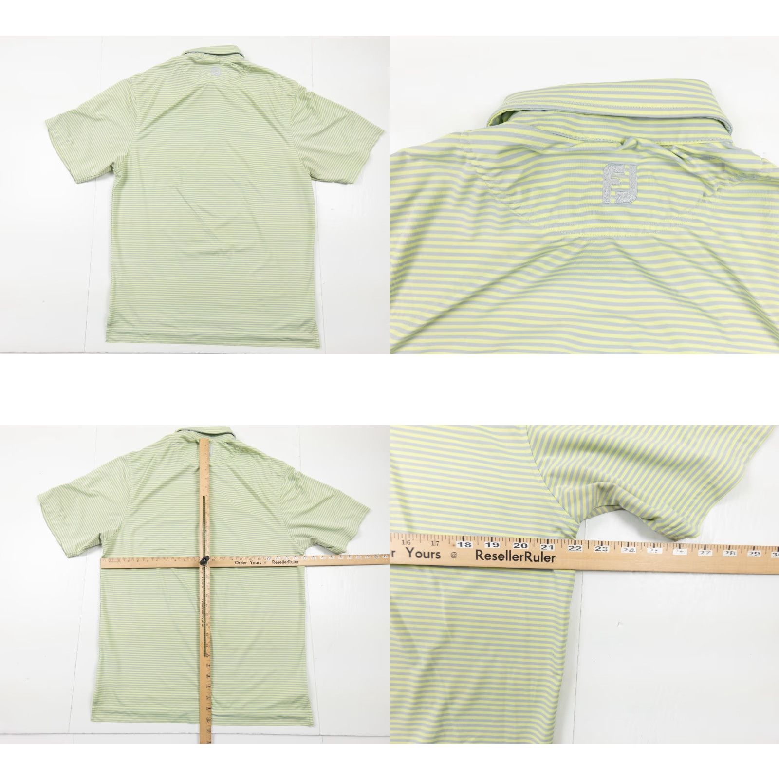 Footjoy FootJoy Polo Shirt Mens Regular Striped Green Golf FJ The Players Club Collared Short Sleeve Polo Adult Medium Men’s Greenside Logo Golfwear Size US M / EU 48-50 / 2 - 8 Thumbnail
