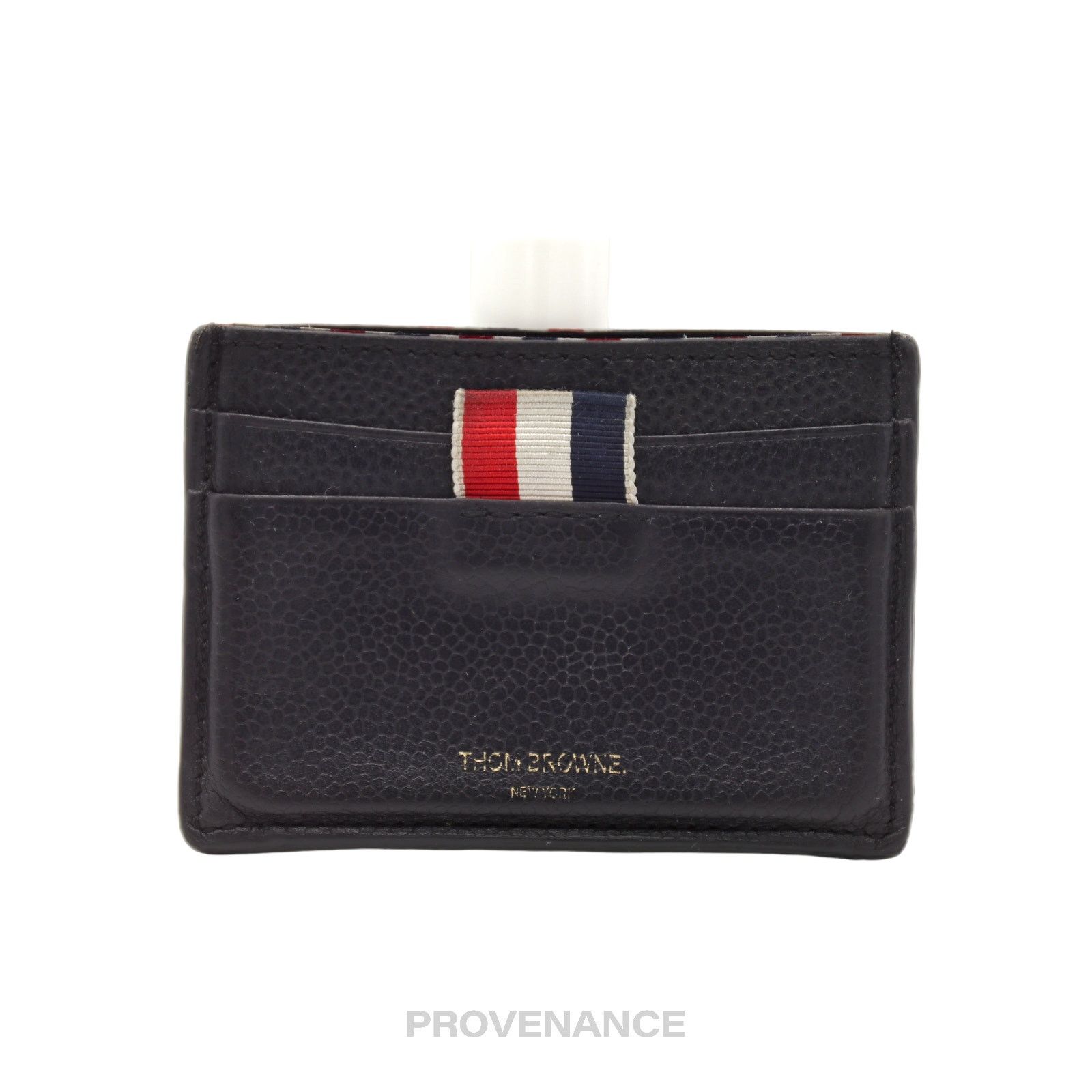Thom Browne 🔴 Thom Browne Card Holder Wallet - Black Pebbled Leather Size ONE SIZE - 1 Thumbnail