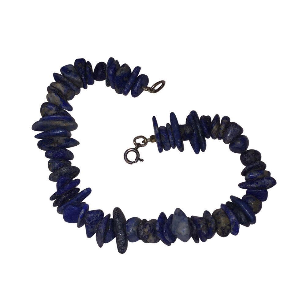 Handmade Sterling Silver and Lapis Lazuli Chip Bead Bracelet Size ONE SIZE - 4 Thumbnail