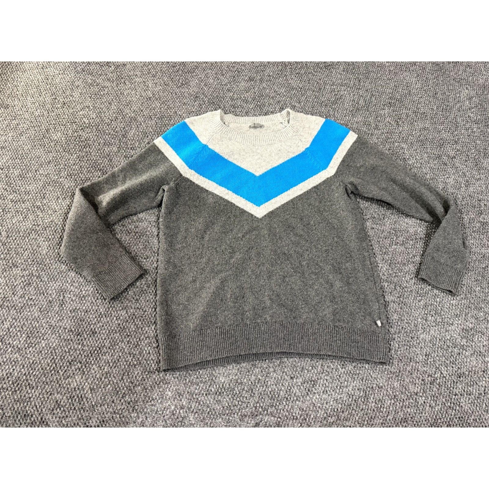 Talbots Talbots Sweater Womens 1X Gray Blue Chevron Colorblock Long Sleeve Knit Pullover Size XL / US 12-14 / IT 48-50 - 2 Thumbnail