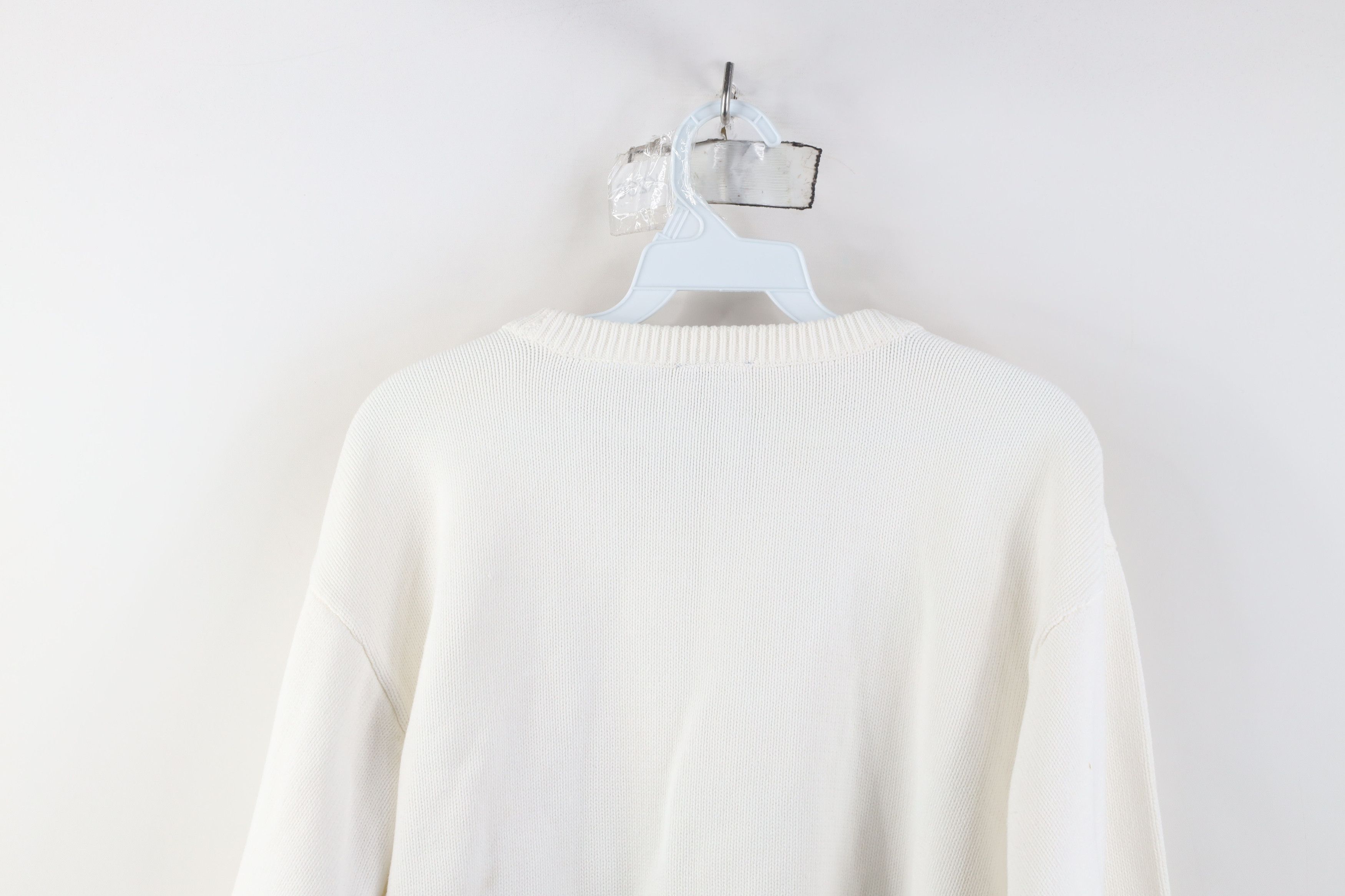 Vintage Vintage 90s Streetwear Cotton Knit Crewneck Sweater White Size XL / US 12-14 / IT 48-50 - 11 Thumbnail