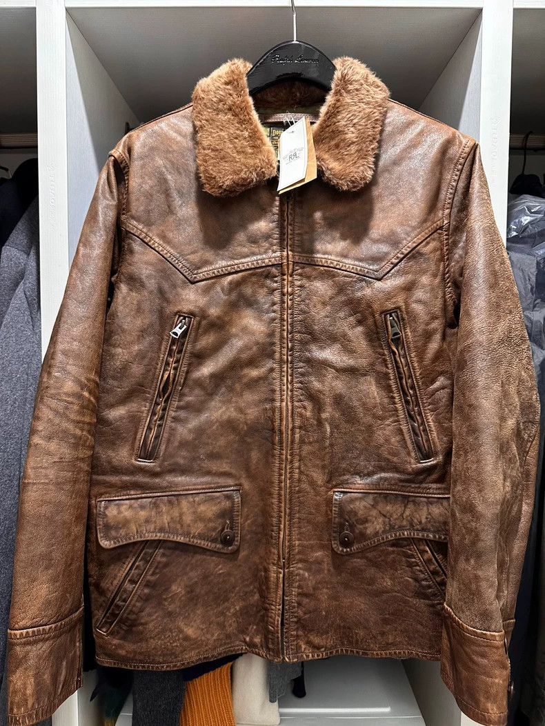 RRL Ralph Lauren RRL Ralph Lauren 24 Sheerling Collar Leather Car Coat made Size US M / EU 48-50 / 2 - 3 Thumbnail