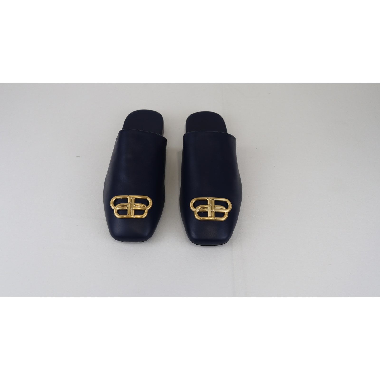 Balenciaga o1rshd1 Shiny Soft Calfskin Cosy BB Mule in Navy/Gold Size US 7 / EU 40 - 6 Thumbnail