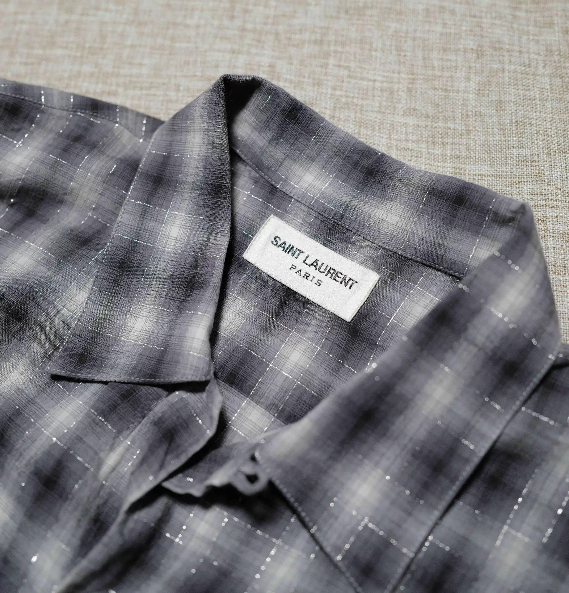 Saint Laurent Paris SLP 13AW Silver Thread Check Shirt F38 Size S / US 4 / IT 40 - 3 Thumbnail