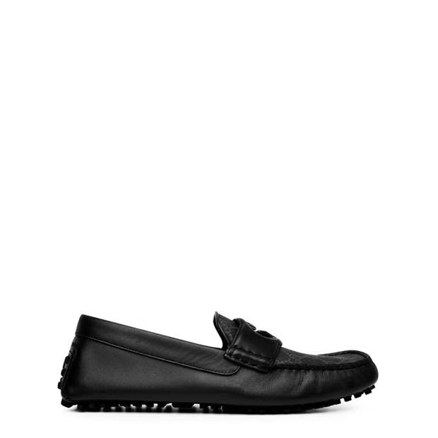 image of Gucci O1G2R1Mq0424 Driver Shoes In Black & Grey in Black/Grey, Men's (Size 10)