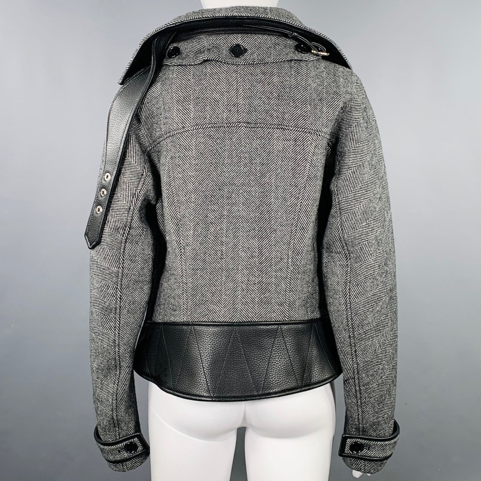 Jonathan Simkhai XS Black Cream Wool Blend Herringbone Jacket Size XS / US 0-2 / IT 36-38 - 4 Thumbnail