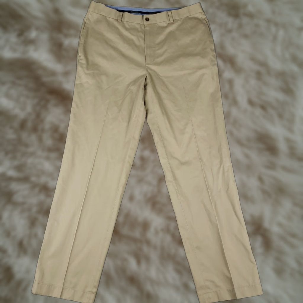 Brooks Brothers Brooks Brothers Pants Mens 38x34 Beige Clark Flat Front Chino Trousers Regular Size US 38 / EU 54 - 1 Thumbnail