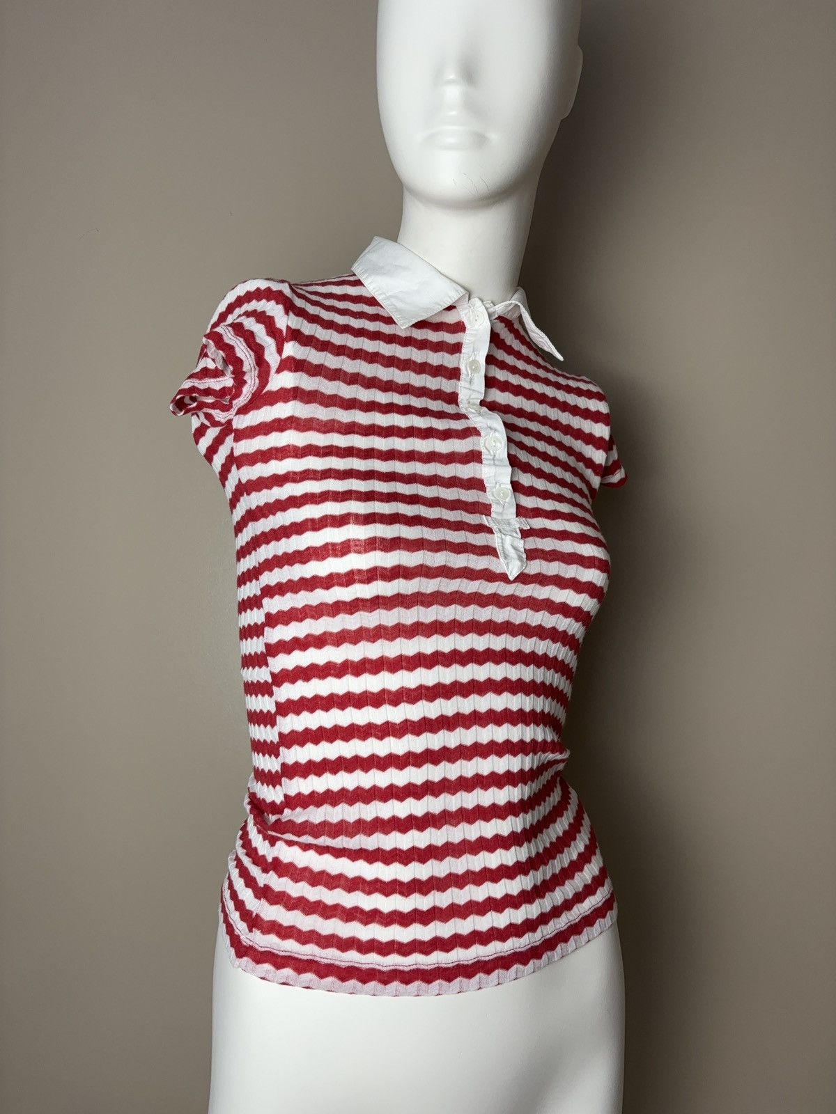 Vintage Vintage coquette style striped tee t-shirt button up blouse Size XS / US 0-2 / IT 36-38 - 6 Thumbnail