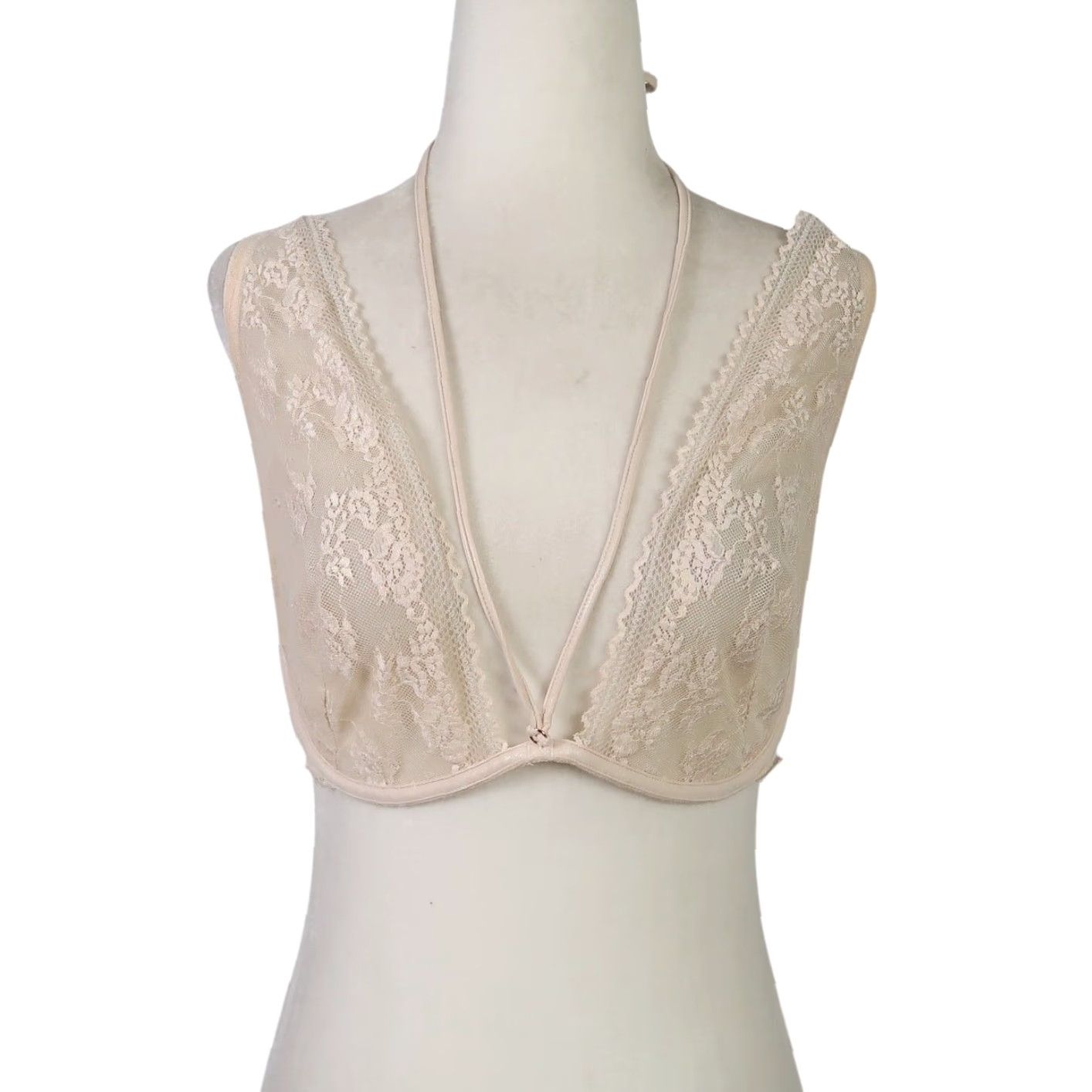 Vintage Savage X Fenty Bra Cream Lace Strappy Bralette Women's 32DD Size ONE SIZE - 2 Thumbnail