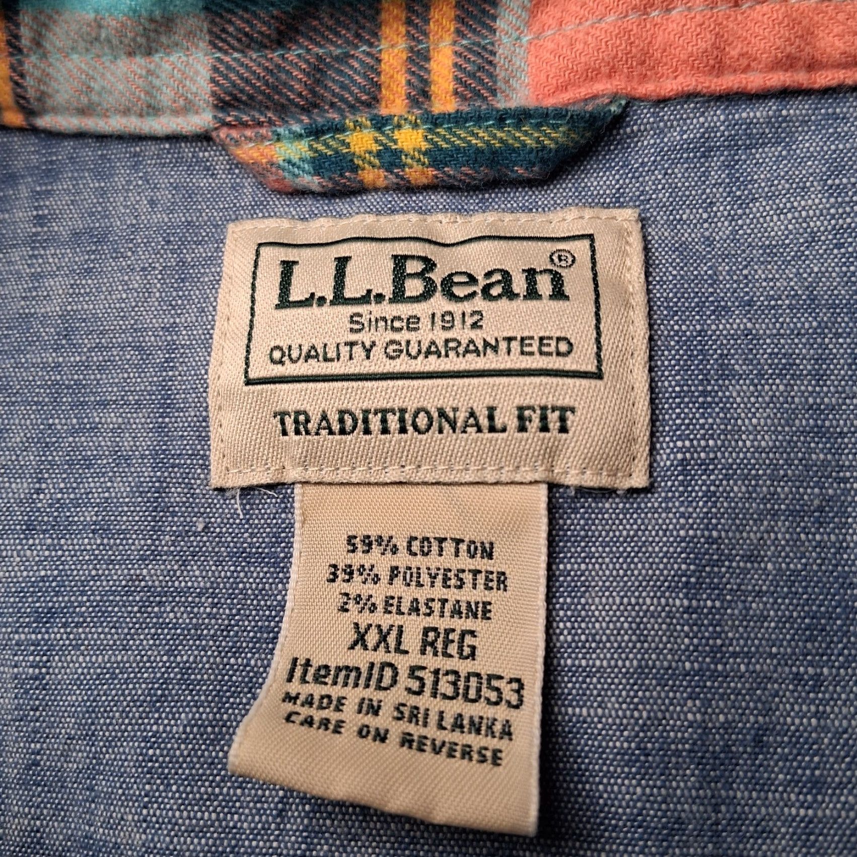 Vintage LL Bean Flannel Shirt Men XXL Reg Traditional Fit Peach Blue Plaid Button Down Size US XXL / EU 58 / 5 - 5 Thumbnail
