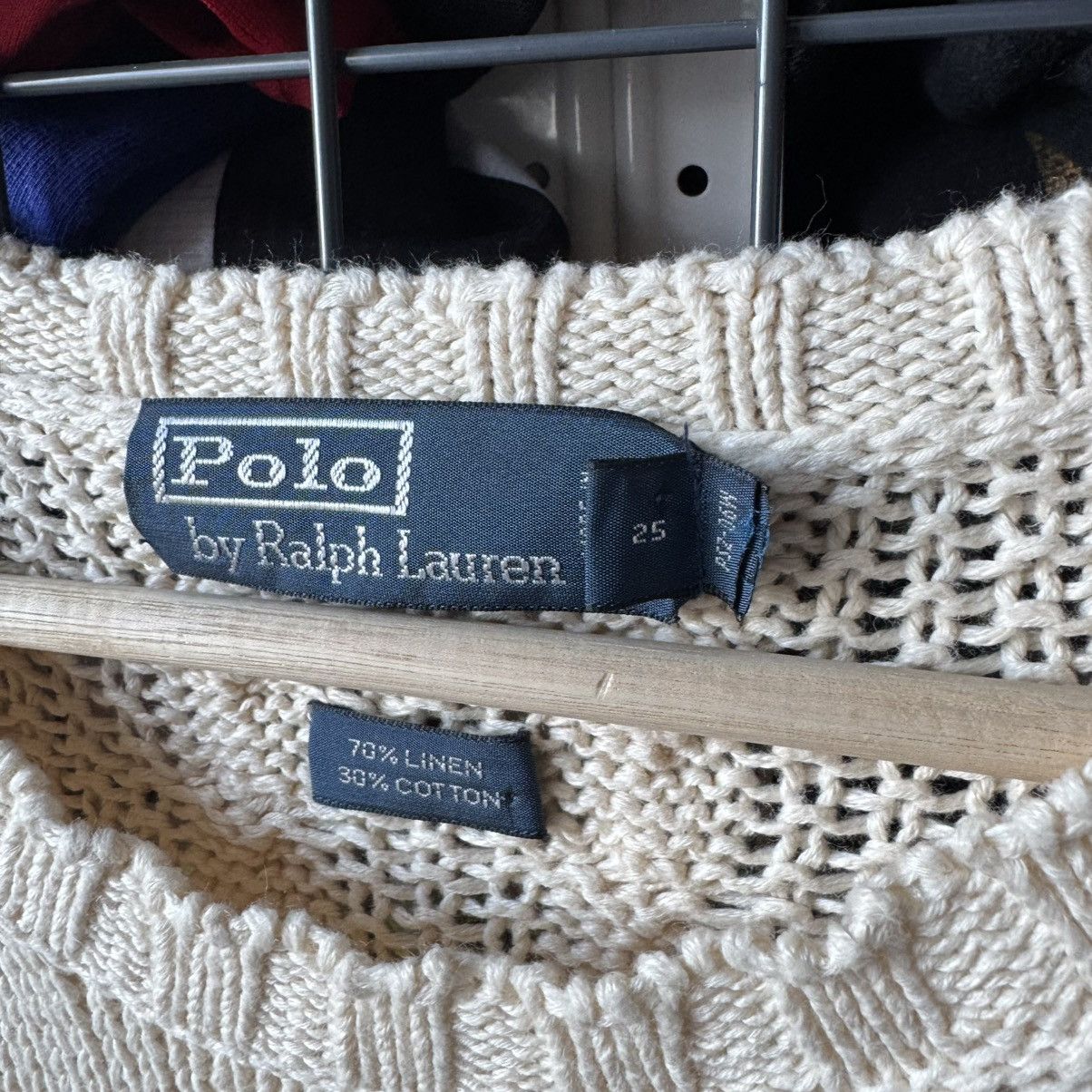 Vintage Polo Ralph Lauren Linen Cable Knit Anchor Marine Sweater Size US L / EU 52-54 / 3 - 6 Thumbnail