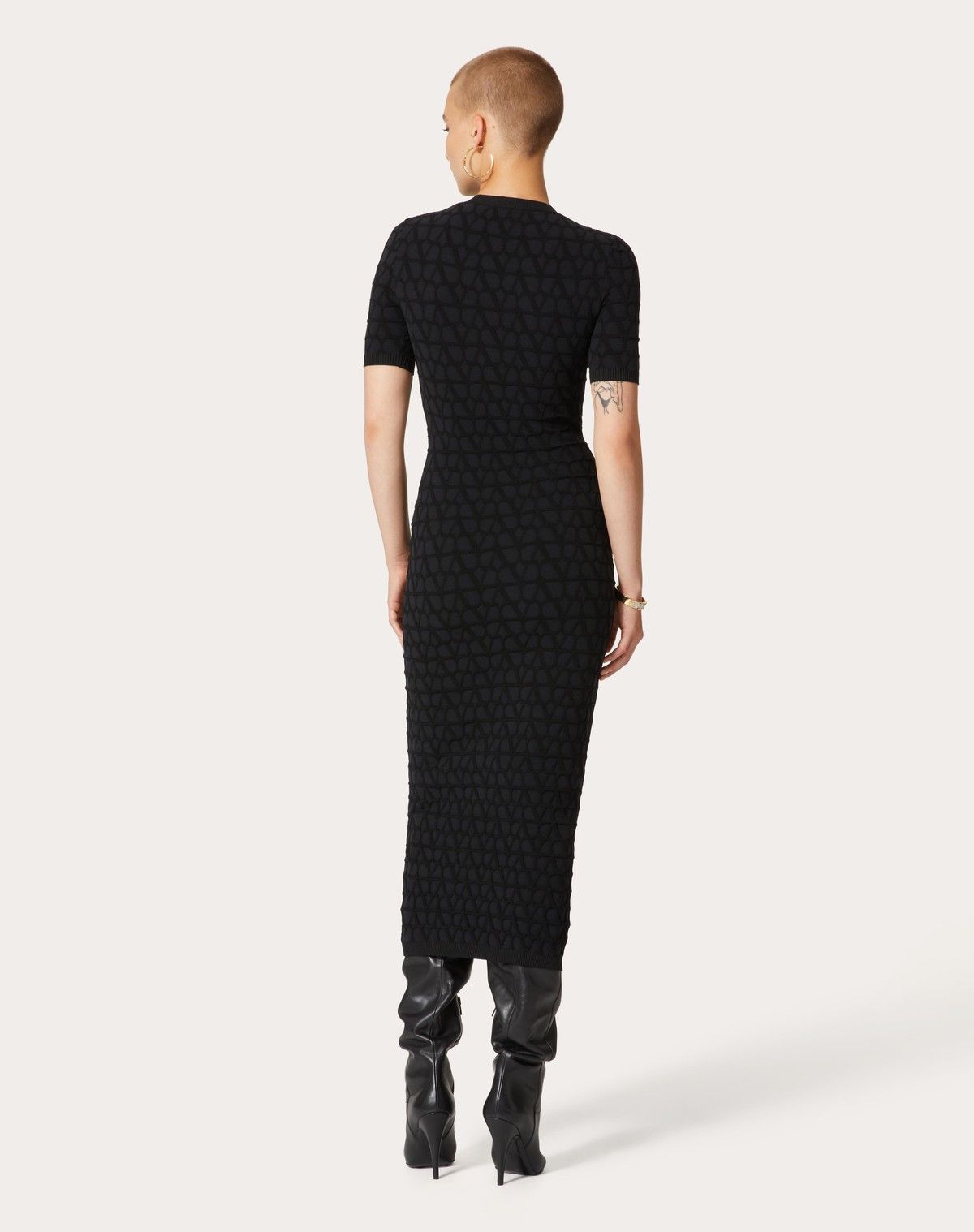 Valentino o1s1wg110525 Toile Iconographe Stretched Dress in Black Size M / US 6-8 / IT 42-44 - 4 Thumbnail