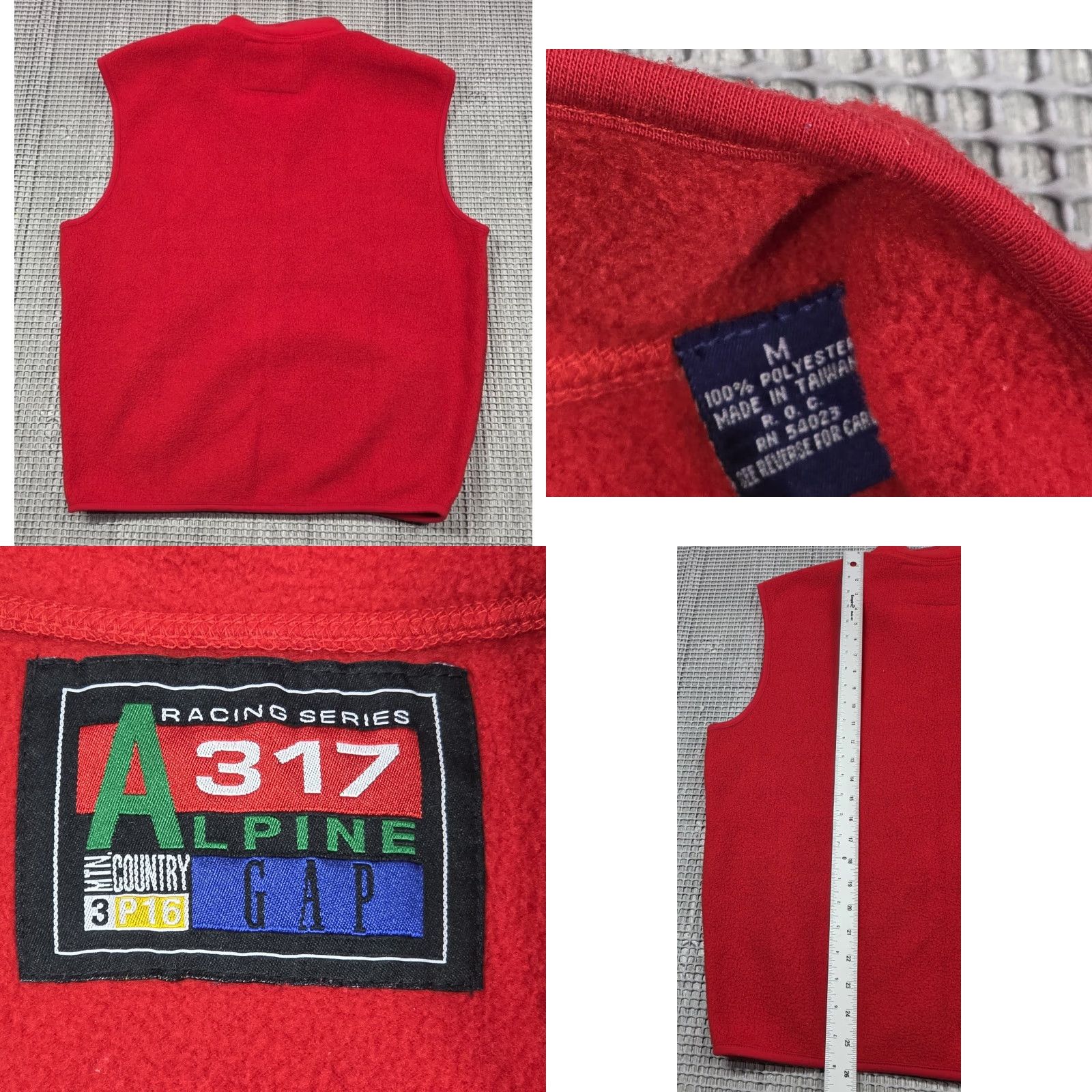 Gap VTG GAP Alpine Racing Series Full Zip Ski Fleece Vest Adult M Red Taiwan Man Size US M / EU 48-50 / 2 - 8 Thumbnail