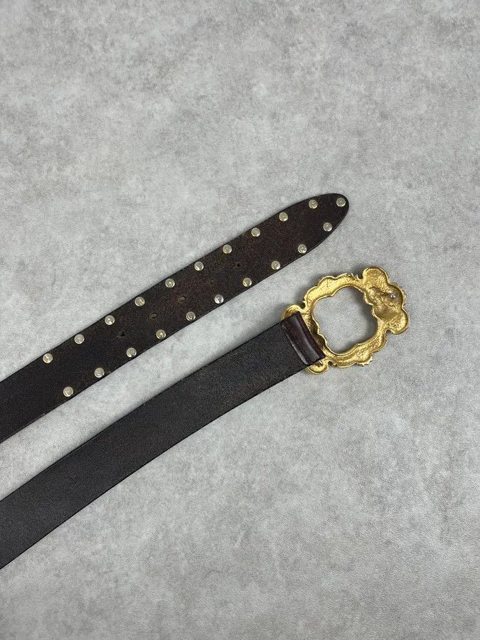 Dolce & Gabbana AW2006 Dolce & Gabbana Dark Brown Leather Baroque Angel Studded Belt Size ONE SIZE - 6 Thumbnail