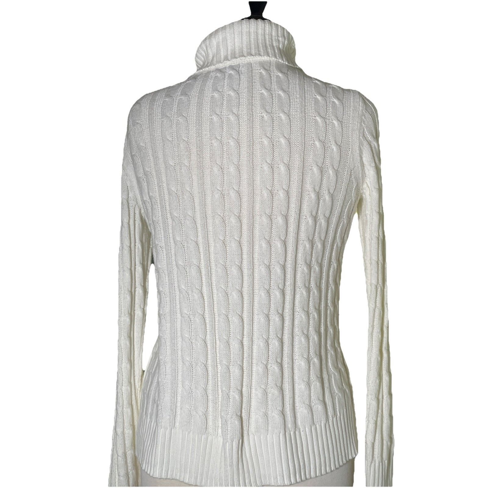 Croft & Barrow Croft And Barrow White Cable Knit Turtleneck Sweater, Small Size S / US 4 / IT 40 - 4 Thumbnail