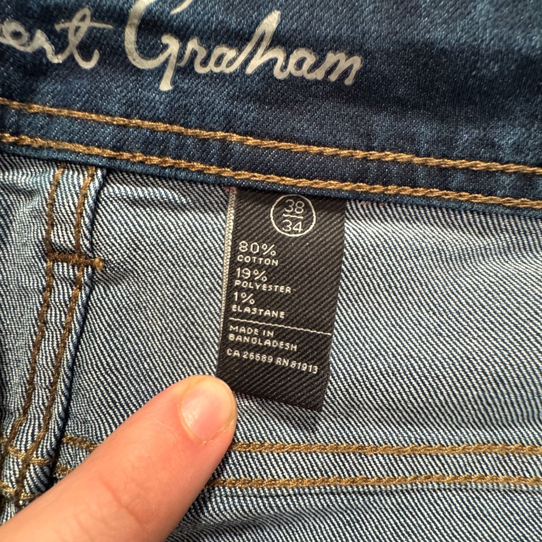 Robert Graham Robert Graham Jeans Mens 38 Denim Dark Wash 5-Pocket Java Blue 34in Inseam Slim Straight Wool? Size US 38 / EU 54 - 4 Thumbnail
