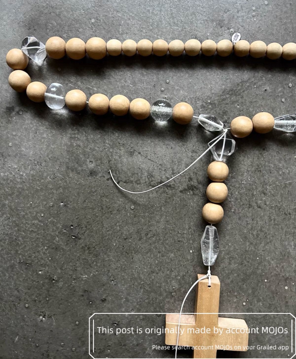 Number (N)ine Number Nine 08ss Wood & Crystal OS Cross Necklace mojos1032 Size ONE SIZE - 6 Thumbnail
