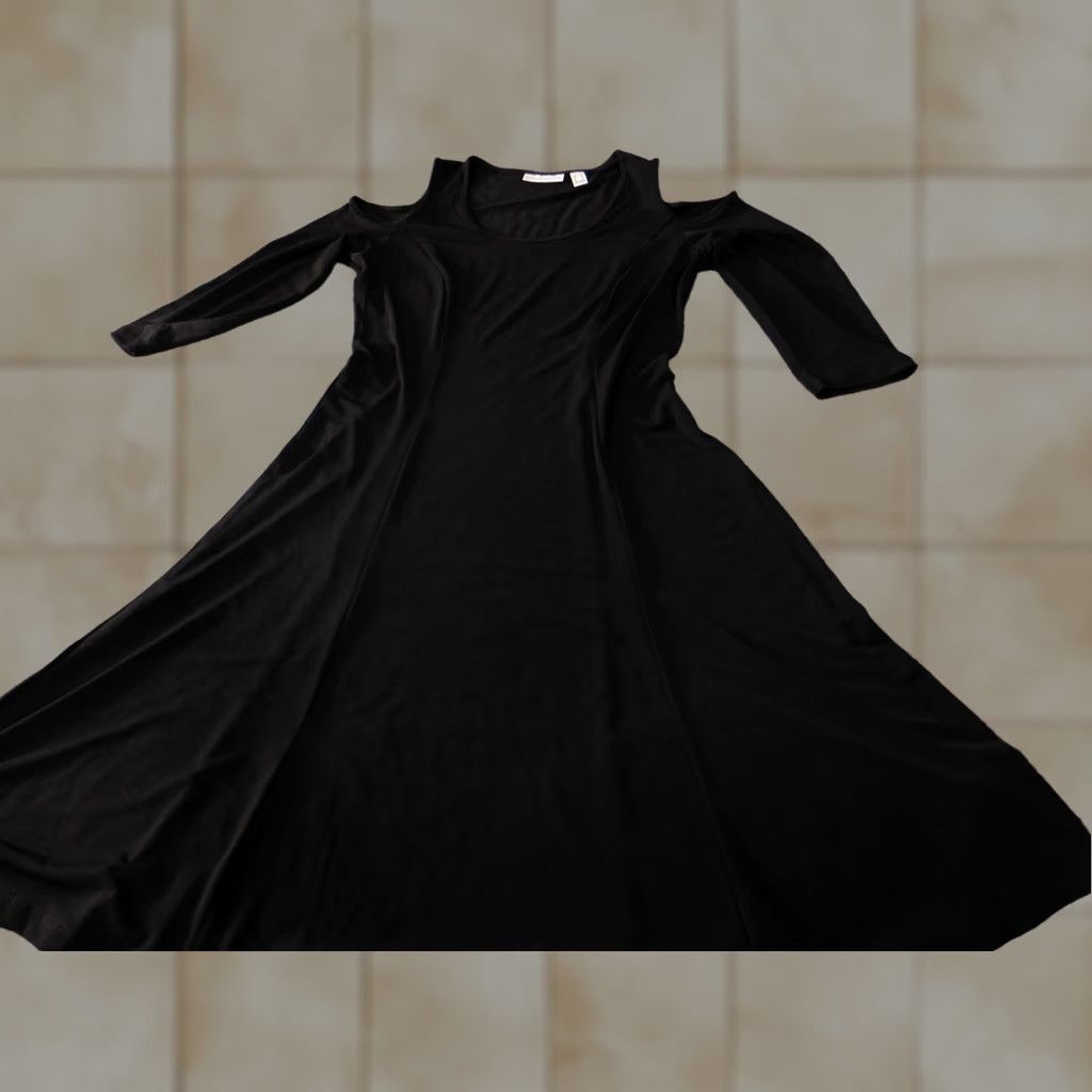 Vintage Susan Graver Dress XS Black A-Line Midi Sundress Stretch Casual Modern Women Size XS / US 0-2 / IT 36-38 - 1 Thumbnail