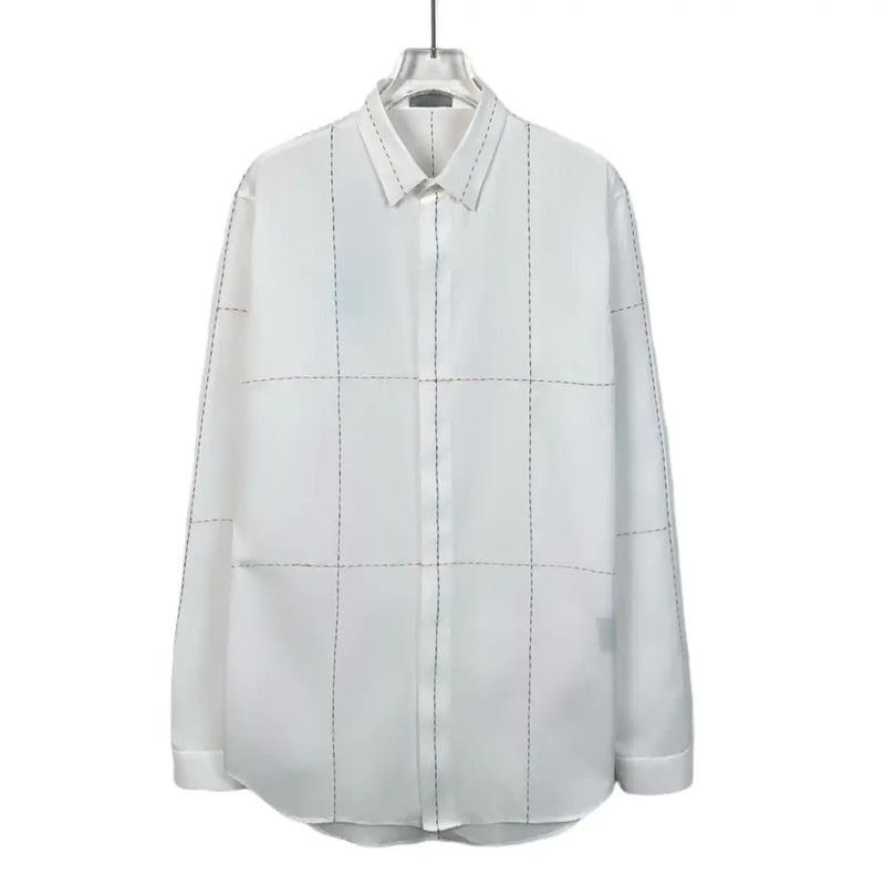 Dior Dior White Cotton Men's Long Sleeve Shirt 0089 Size US M / EU 48-50 / 2 - 1 Thumbnail
