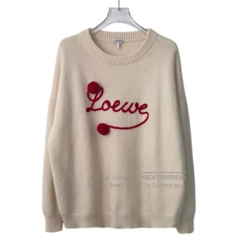 Loewe Loewe White Cotton Blend Women's Sweatshirt . Size L / US 10 / IT 46 - 1 Thumbnail