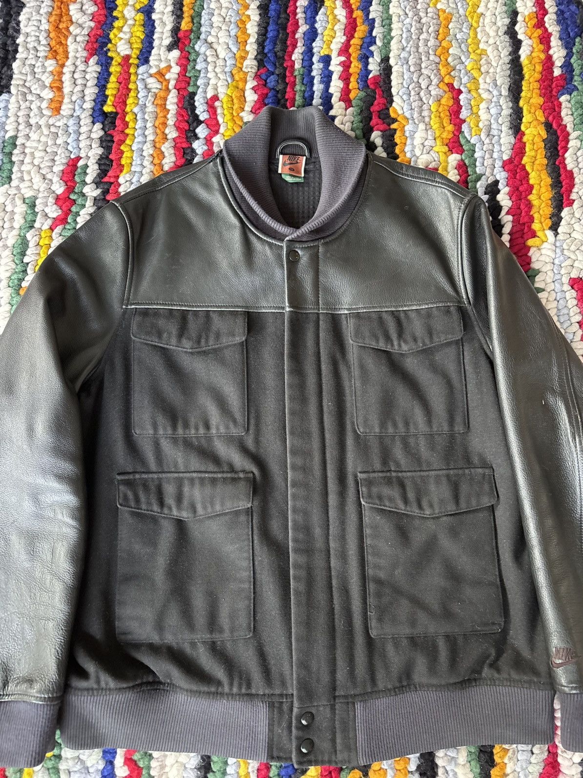 Nike Rare Nike Black Leather Jacket Size US XXL / EU 58 / 5 - 3 Thumbnail