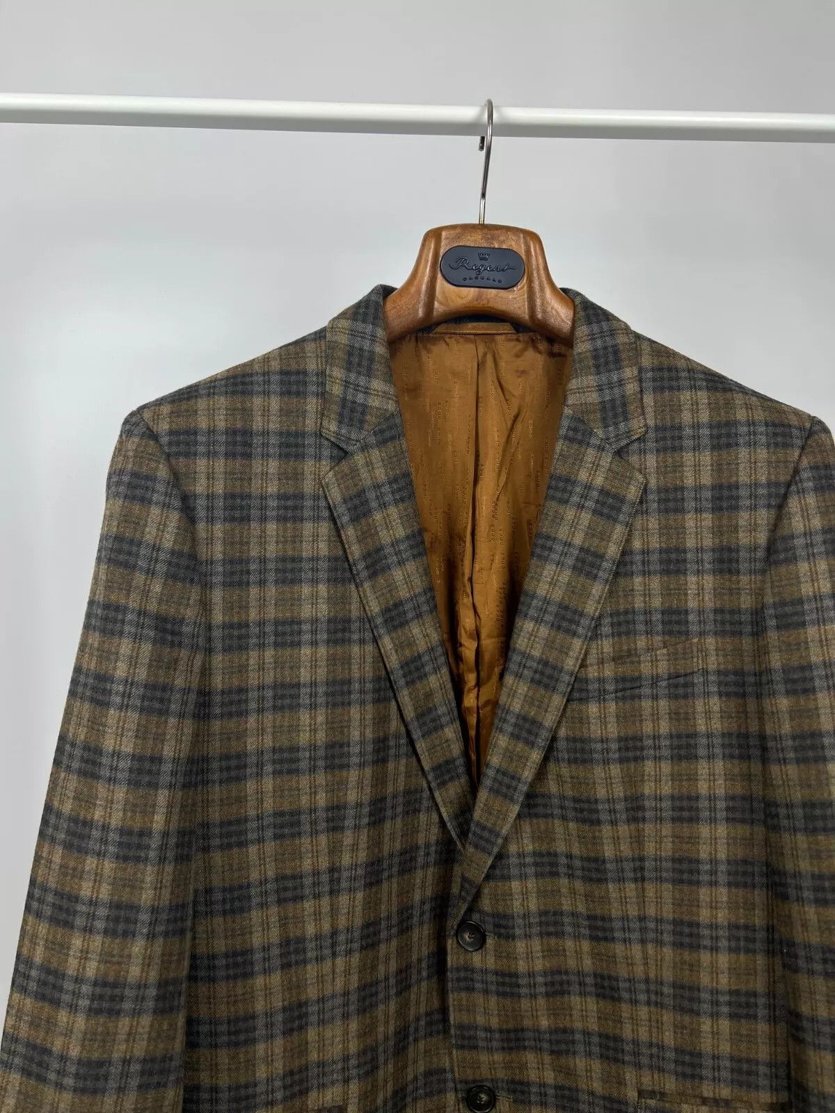 Hugo Boss Hugo Boss Brown Blue Check Wool Two Buttons Blazer Jacket Size 44R - 6 Thumbnail