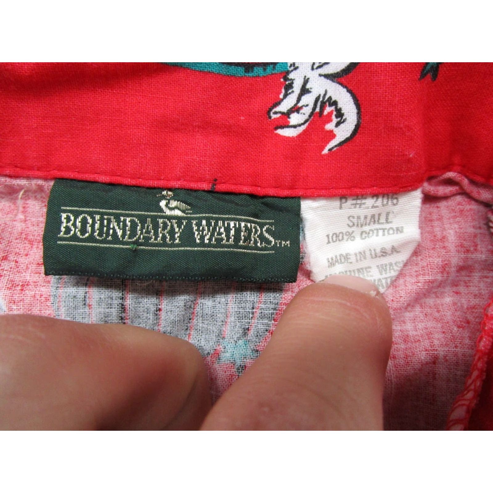 Vintage VINTAGE Boundary Waters Hawaiian Shirt S Red Cotton Short Sleeve Collared Button-Up Luau Aloha USA Made Mens Vintage Best used Size US S / EU 44-46 / 1 - 2 Thumbnail