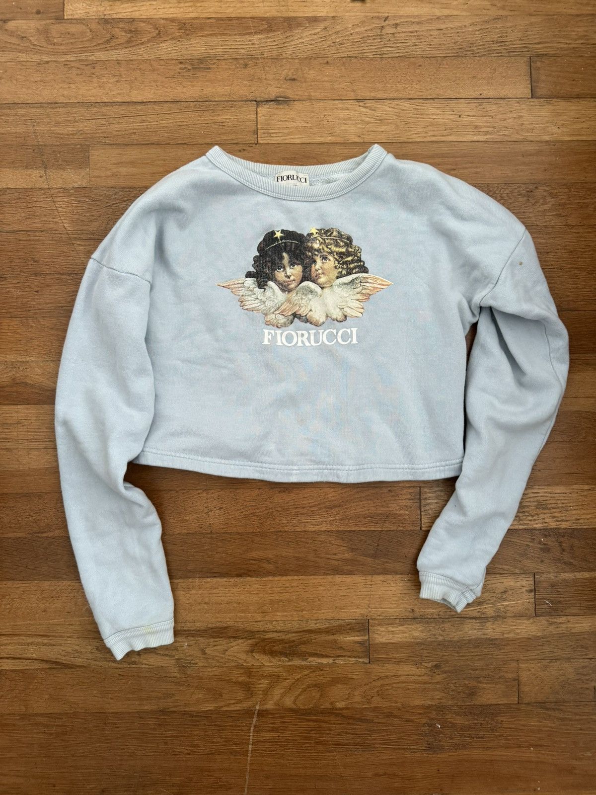 Fiorucci Fiorucci Angels Blue Cropped Crewneck Size XS / US 0-2 / IT 36-38 - 1 Thumbnail