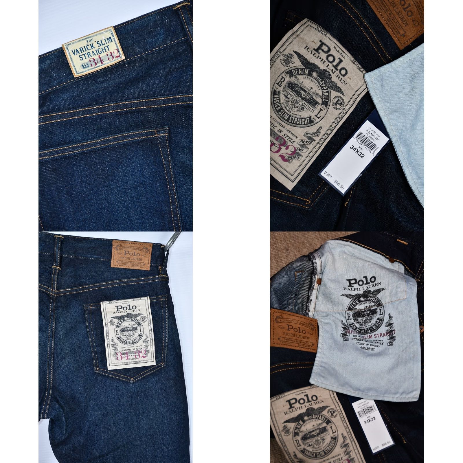Polo Ralph Lauren Polo Ralph Lauren The Varick Slim Straight Jeans Men W34 L32 Blue 34in Inseam 32in Denim Solid Slim 100% Cotton Casual Casual Mens Size US S / EU 44-46 / 1 - 8 Thumbnail