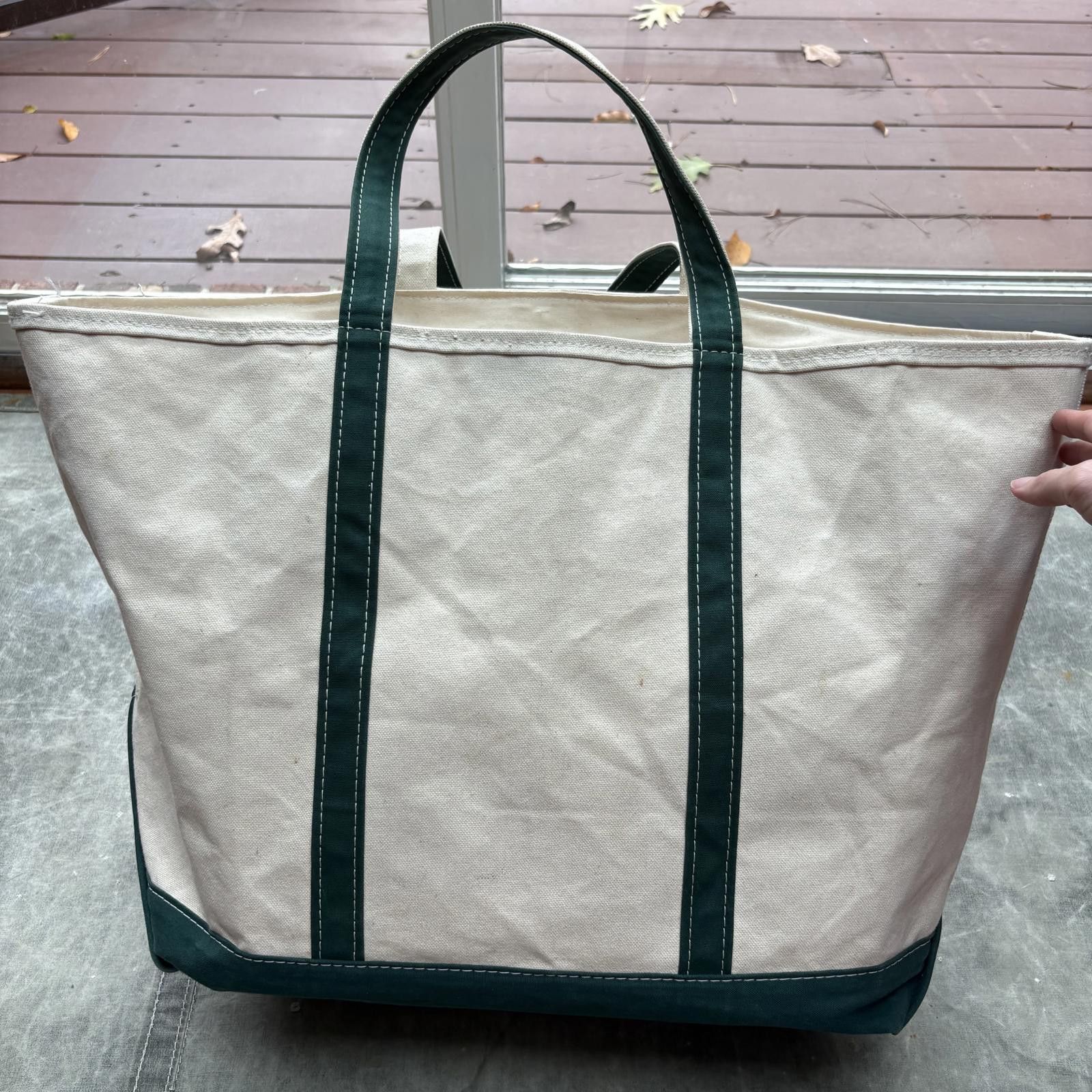 L.L. Bean Vintage 90s L.L. Bean Boat And Tote Green Zipper Canvas Bag Size ONE SIZE - 5 Thumbnail