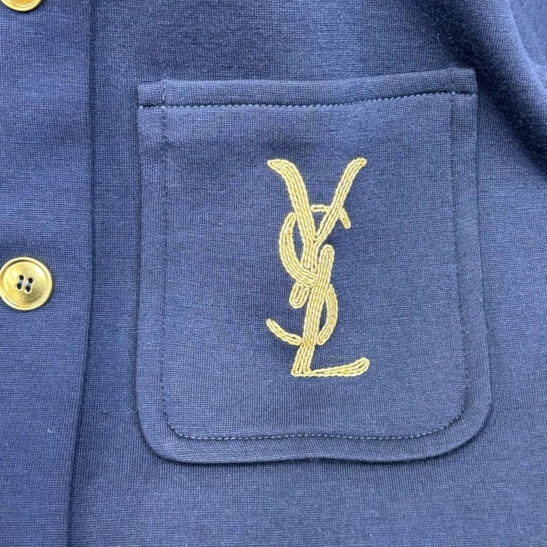 Yves Saint Laurent SAINT LAURENT Gold embroidered wool knit shoulder pad jacke Size M / US 6-8 / IT 42-44 - 3 Thumbnail