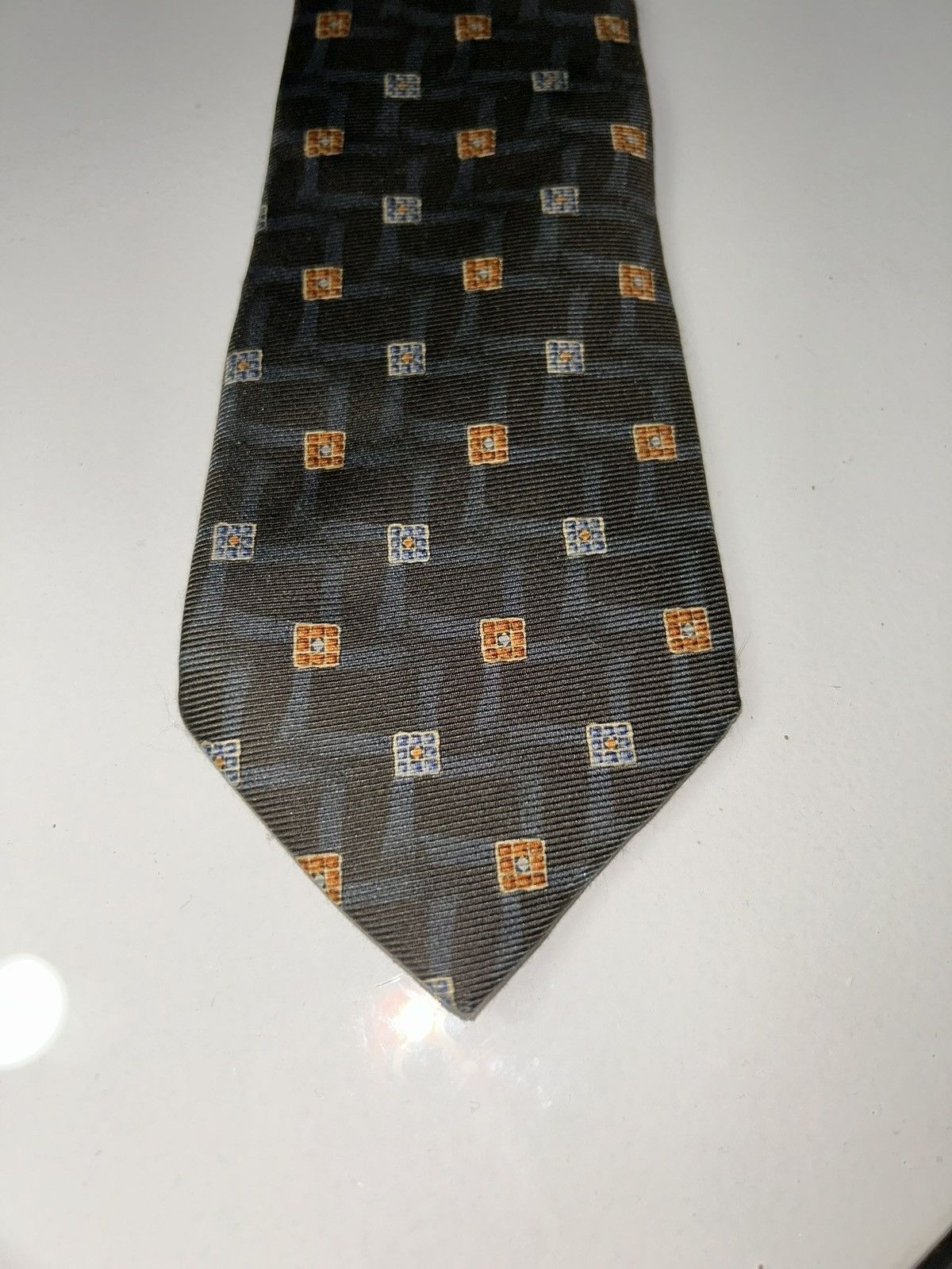 Burberry Vintage Burberry Gray Block Patterned Men’s Silk Tie Size ONE SIZE - 4 Thumbnail