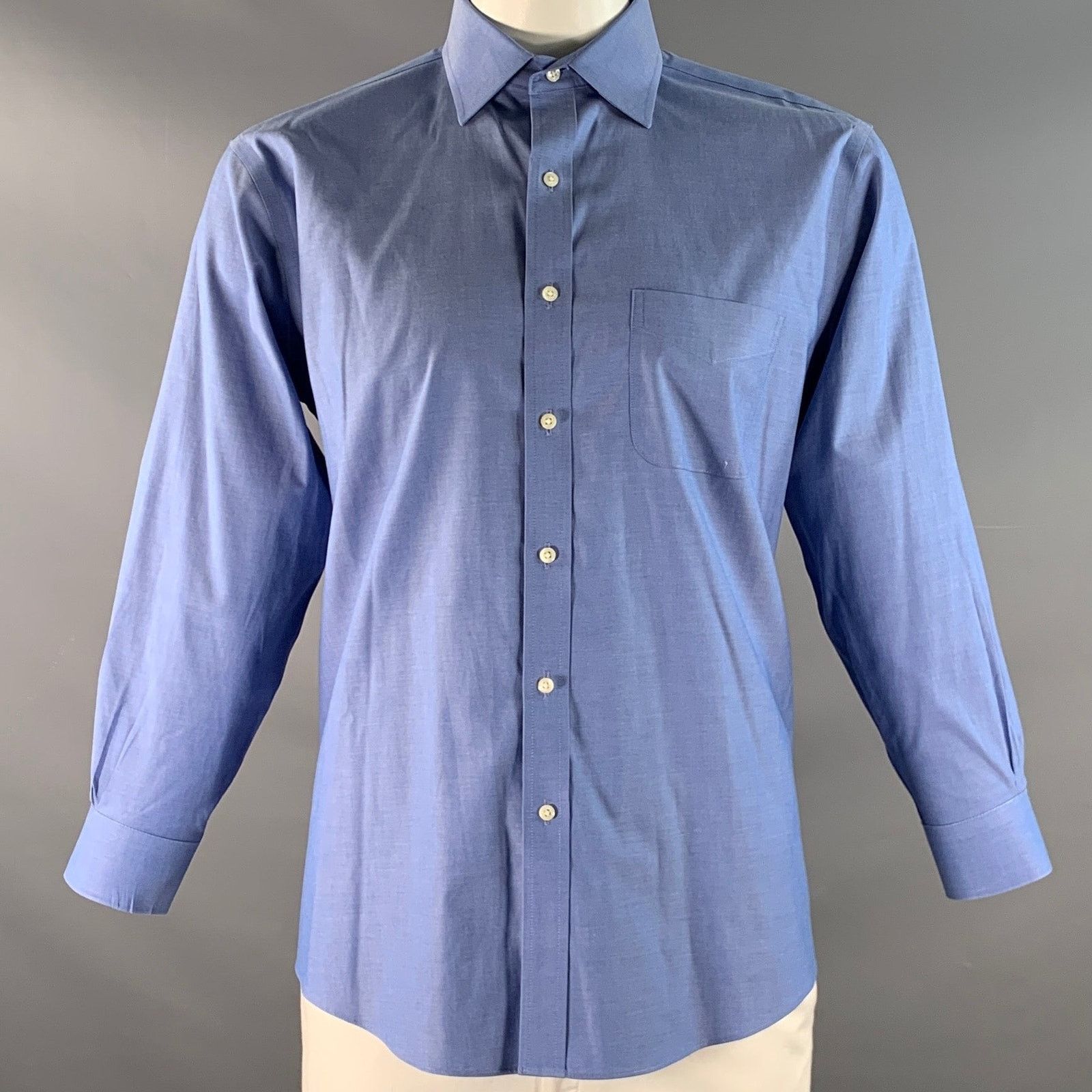 Brooks Brothers Size XL Blue Cotton / Lycra One pocket Long Sleeve Shirt Size US XL / EU 56 / 4 - 1 Thumbnail
