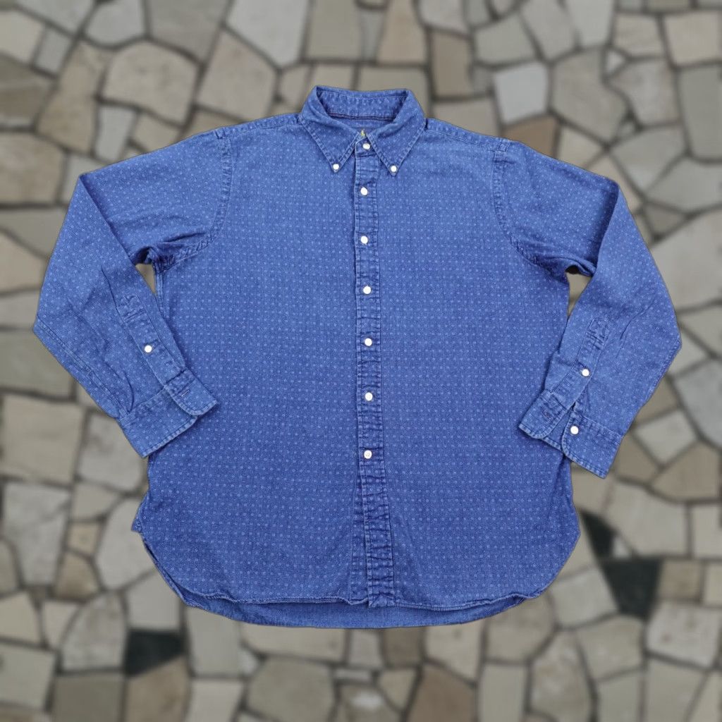 Ralph Lauren RALPH LAUREN Men’s Large Blue Chambray Button-Up Shirt - Long Sleeve Geometric Pattern Casual Outdoor Size US L / EU 52-54 / 3 - 1 Thumbnail