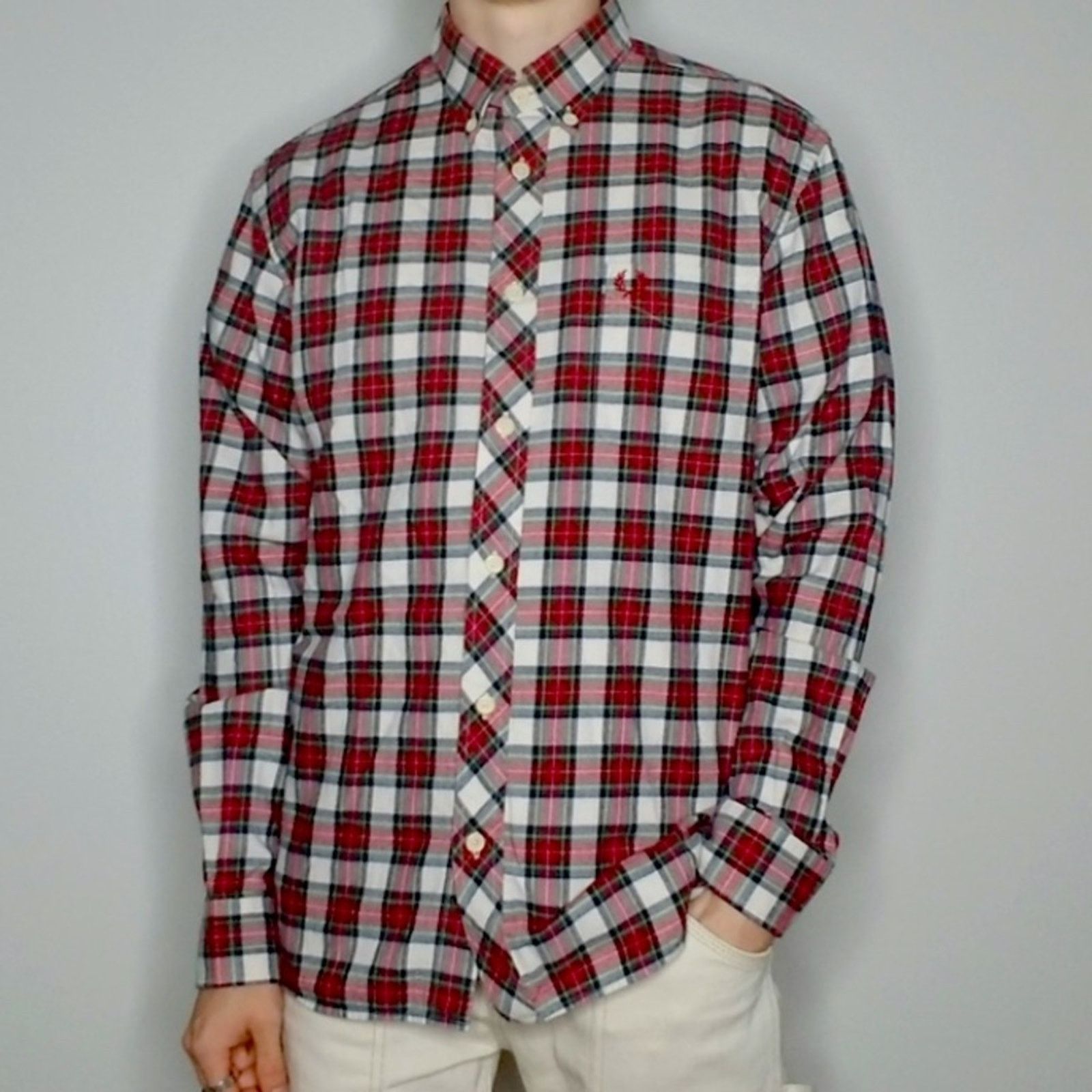 Fred Perry Fred Perry $275 Red White Plaid Flannel Button Down Shirt S Size US S / EU 44-46 / 1 - 2 Thumbnail