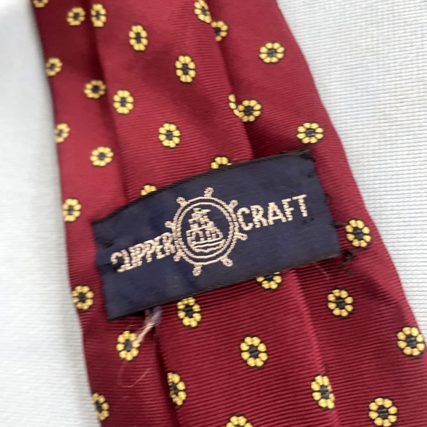 Vintage VINTAGE Clipper Craft Tie Macclesfield Neat Geometric Floral Burst Red Yellow vtg 3x59 Capsule Necktie Size ONE SIZE - 4 Thumbnail