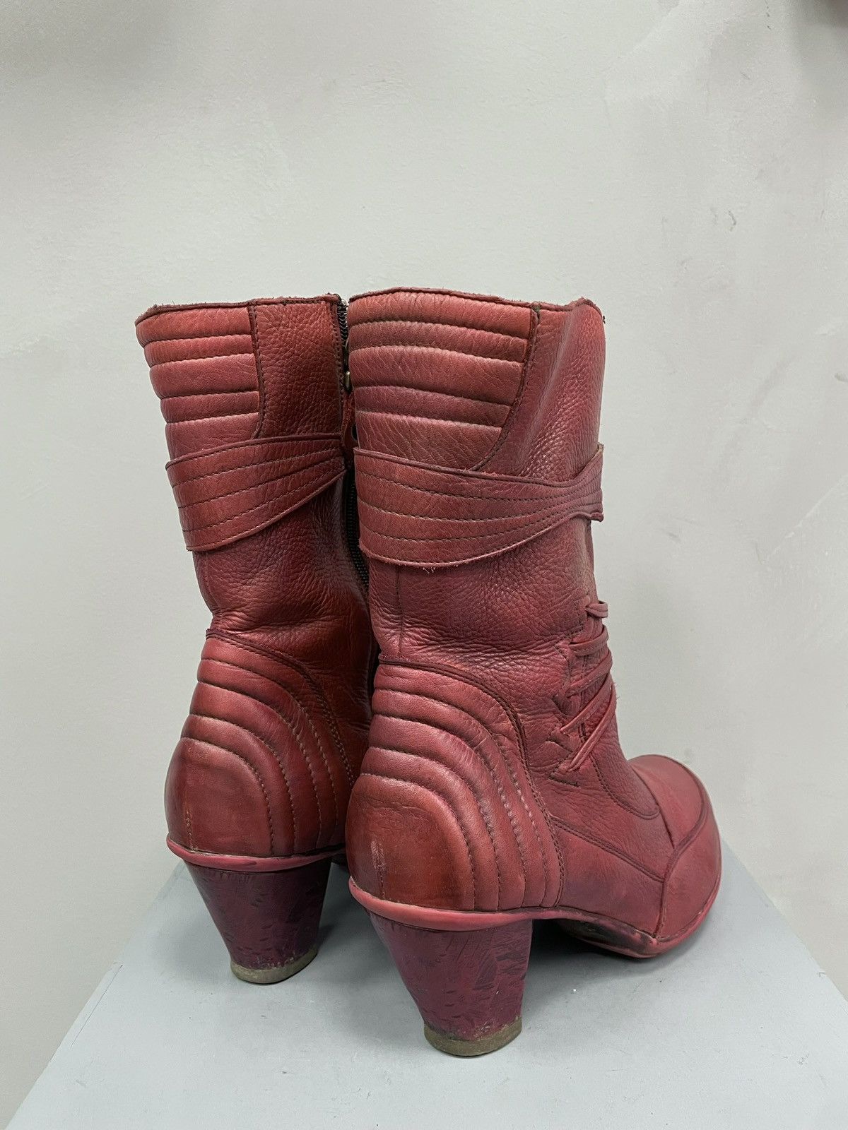Diesel × Guidi × Vintage Rare 90s Red leather moto A.S. 98 style avant garde boots Size US 9 / IT 39 - 4 Thumbnail