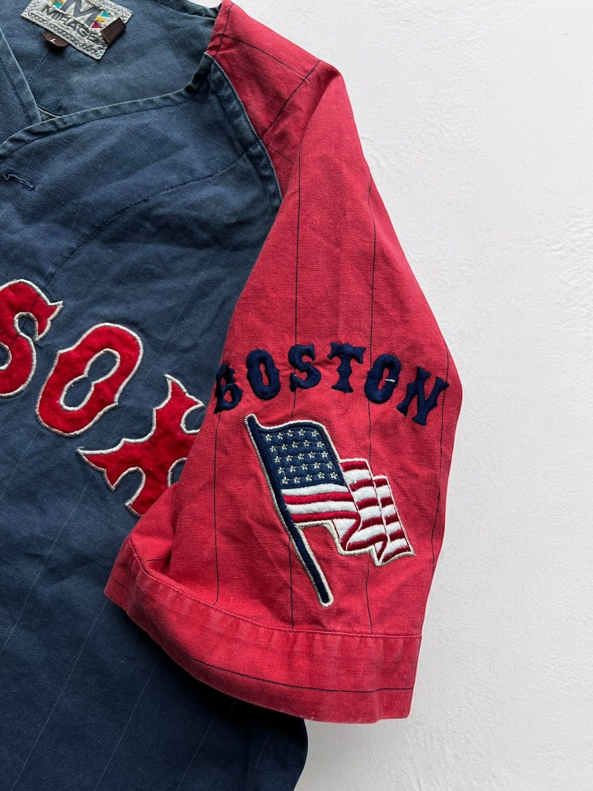 Band Tees × Vintage RED SOX BOSTON USA FLAG RETRO JERSEY VINTAGE TEE BASEBALL Size US L / EU 52-54 / 3 - 4 Thumbnail