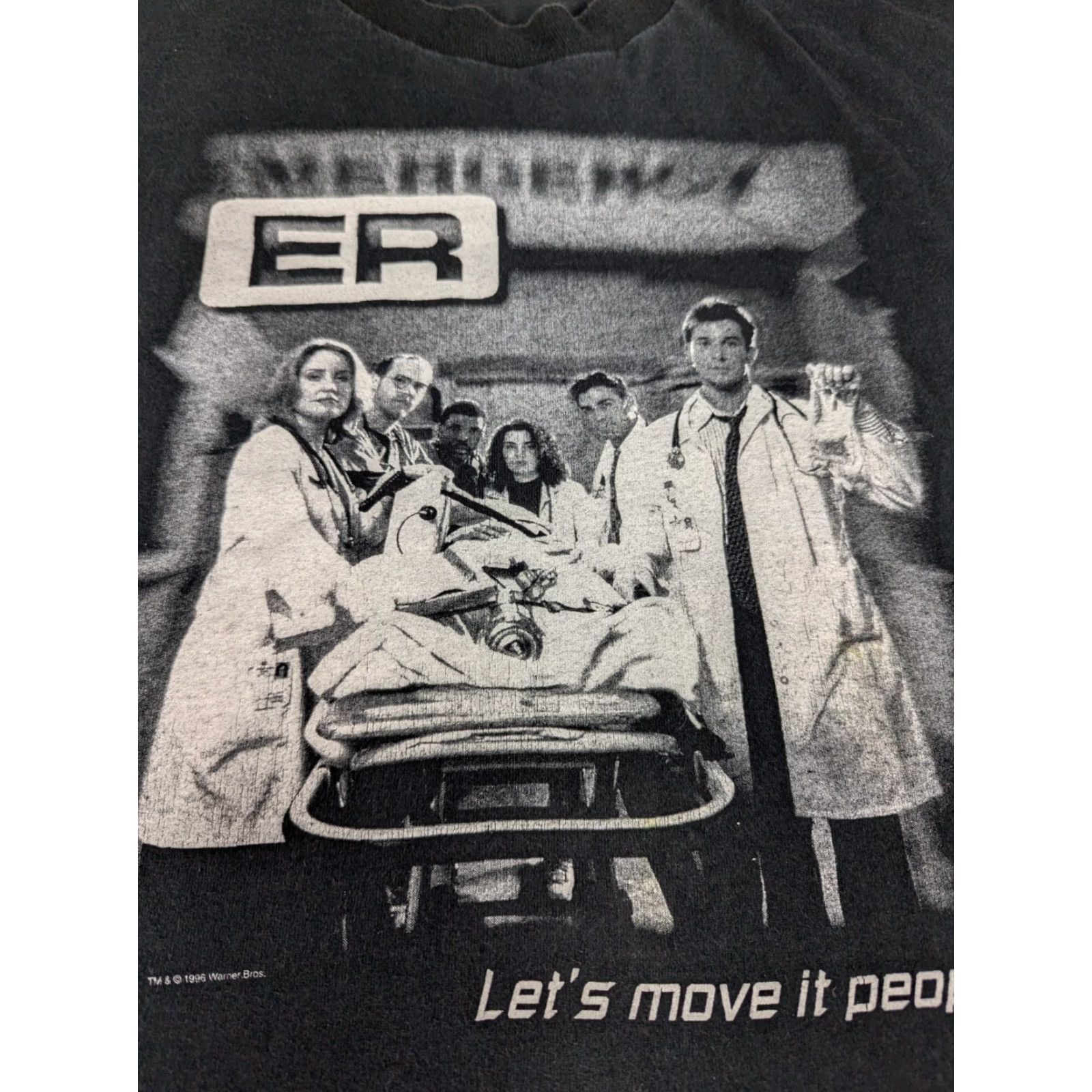 Fruit Of The Loom VINTAGE T-Shirt 90s ER Hospital TV Show Let’s Move it People XL Black Cotton Fruit of the Loom Unisex Adults 1996 Warner Bros Size US XL / EU 56 / 4 - 4 Thumbnail
