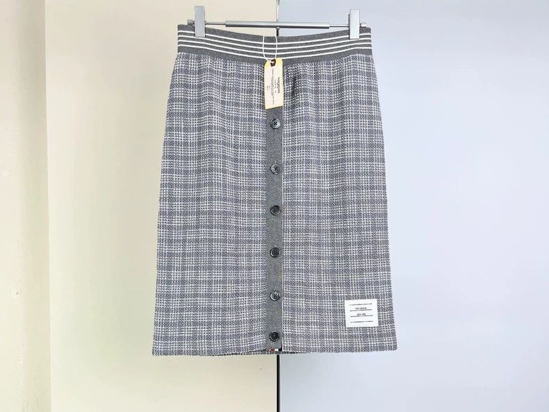 Thom Browne Thom Browne Gray checkered knit half skirt Size 42" / US 20 - 1 Thumbnail