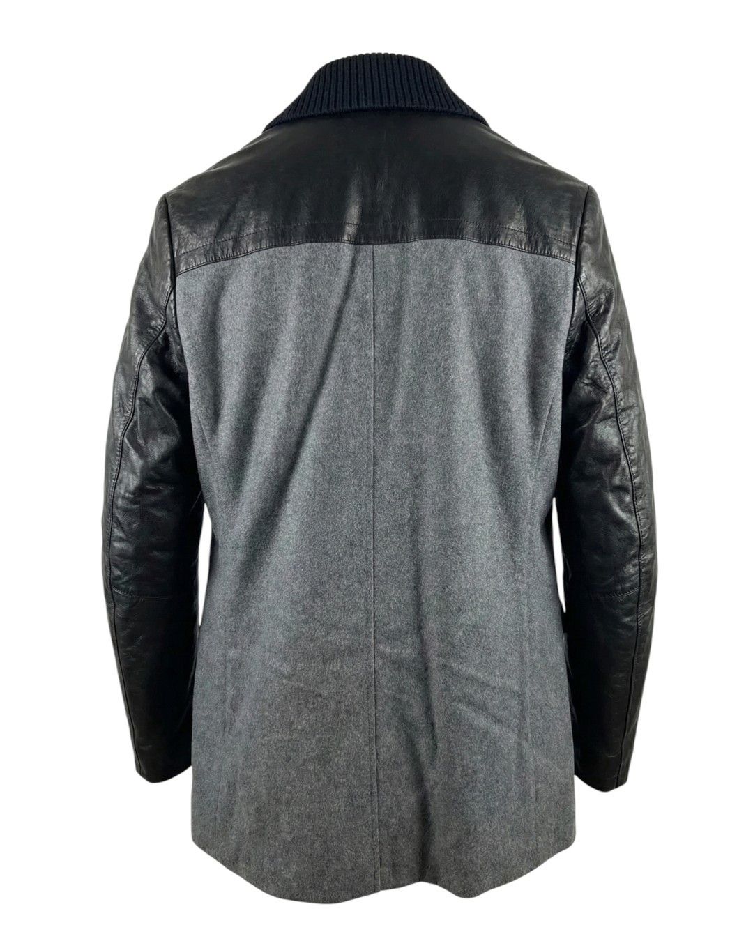 Dirk Bikkembergs WOOL COAT WITH LEATHER SLEEVES Size US M / EU 48-50 / 2 - 2 Thumbnail