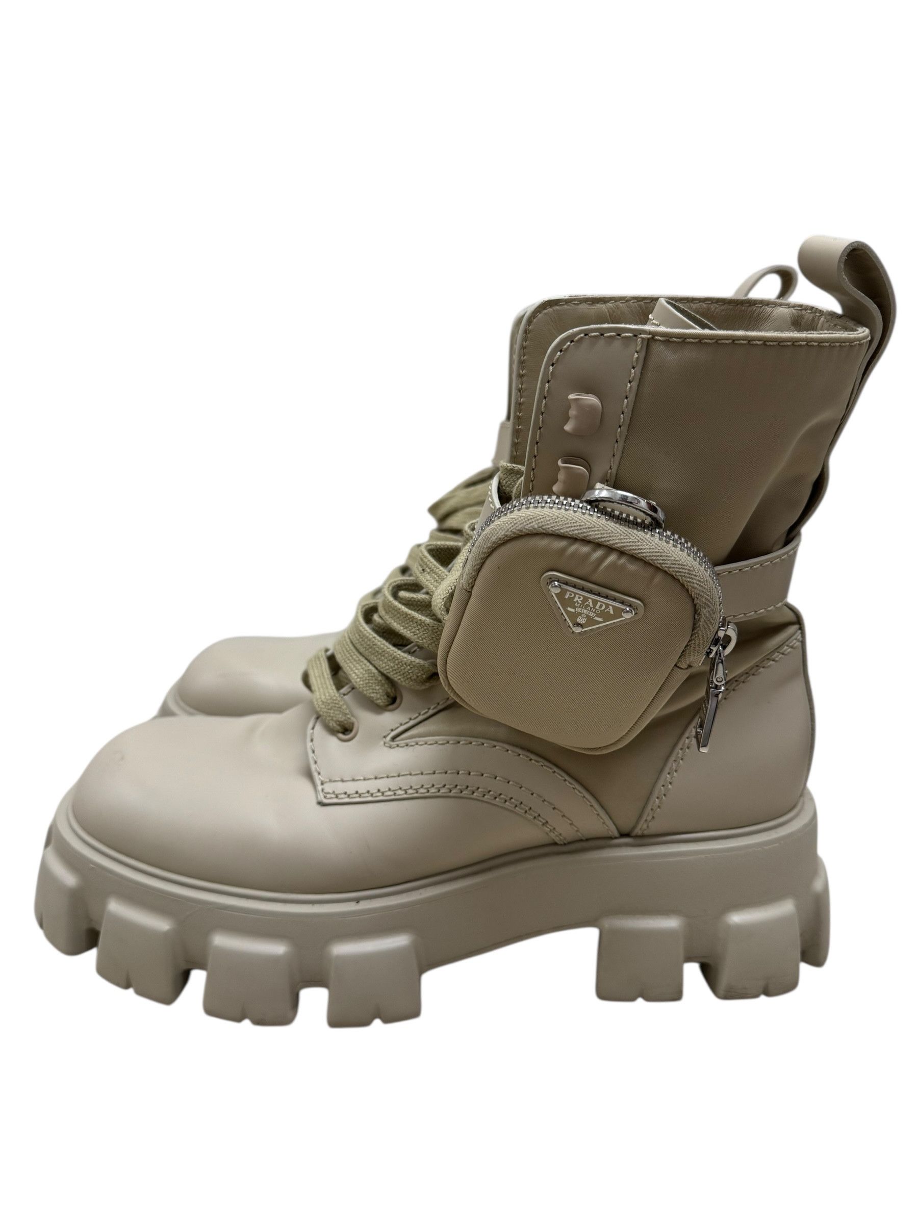 Prada Prada Desert Beige Nylon & Leather Monolith Pouch Boots Mens Size US 8.5 / EU 41-42 - 3 Thumbnail