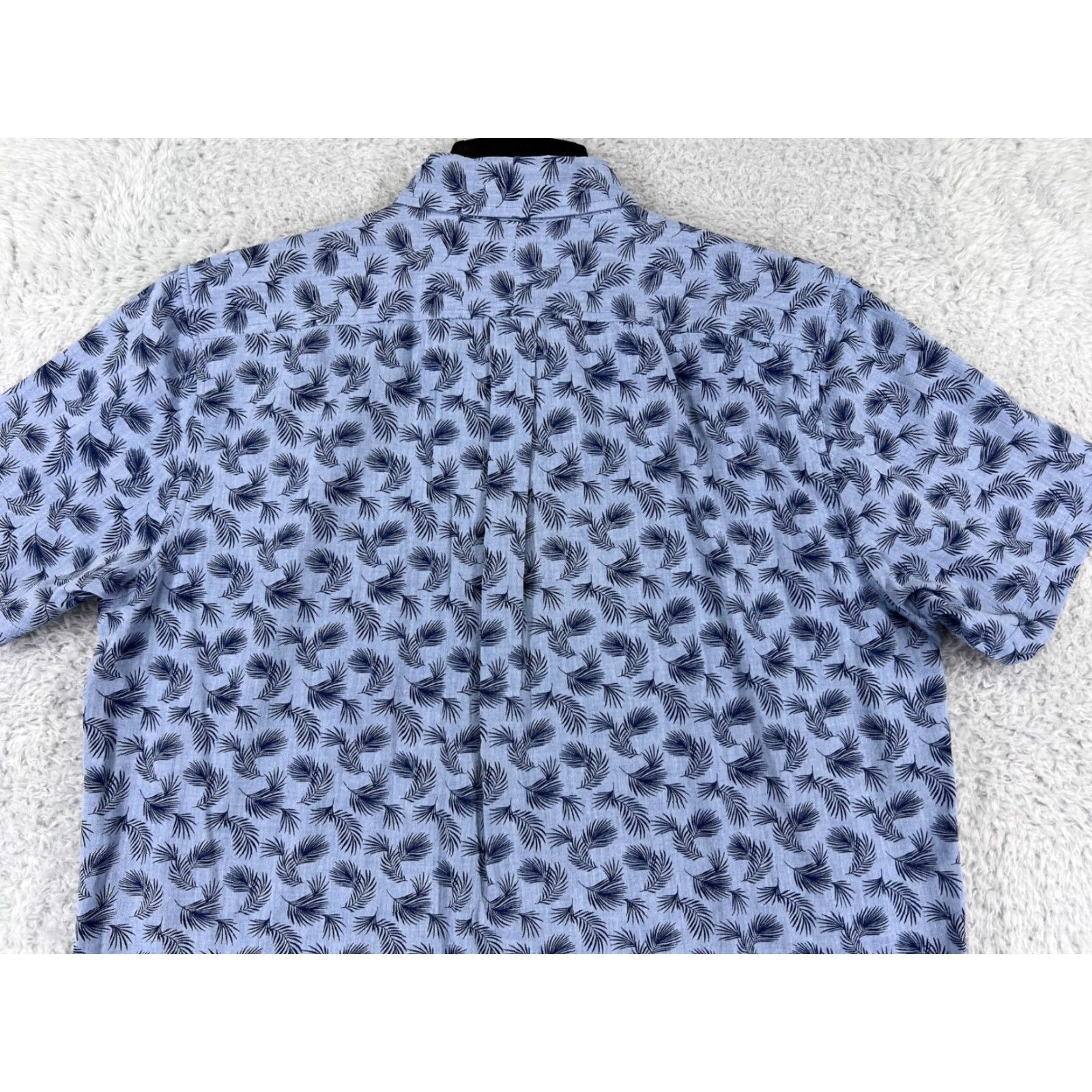 Lands' End Lands' End Shirt Mens Large Blue Palm Leaf Pattern Hawaiian Cotton Button Up Shirt Men Size US L / EU 52-54 / 3 - 7 Thumbnail