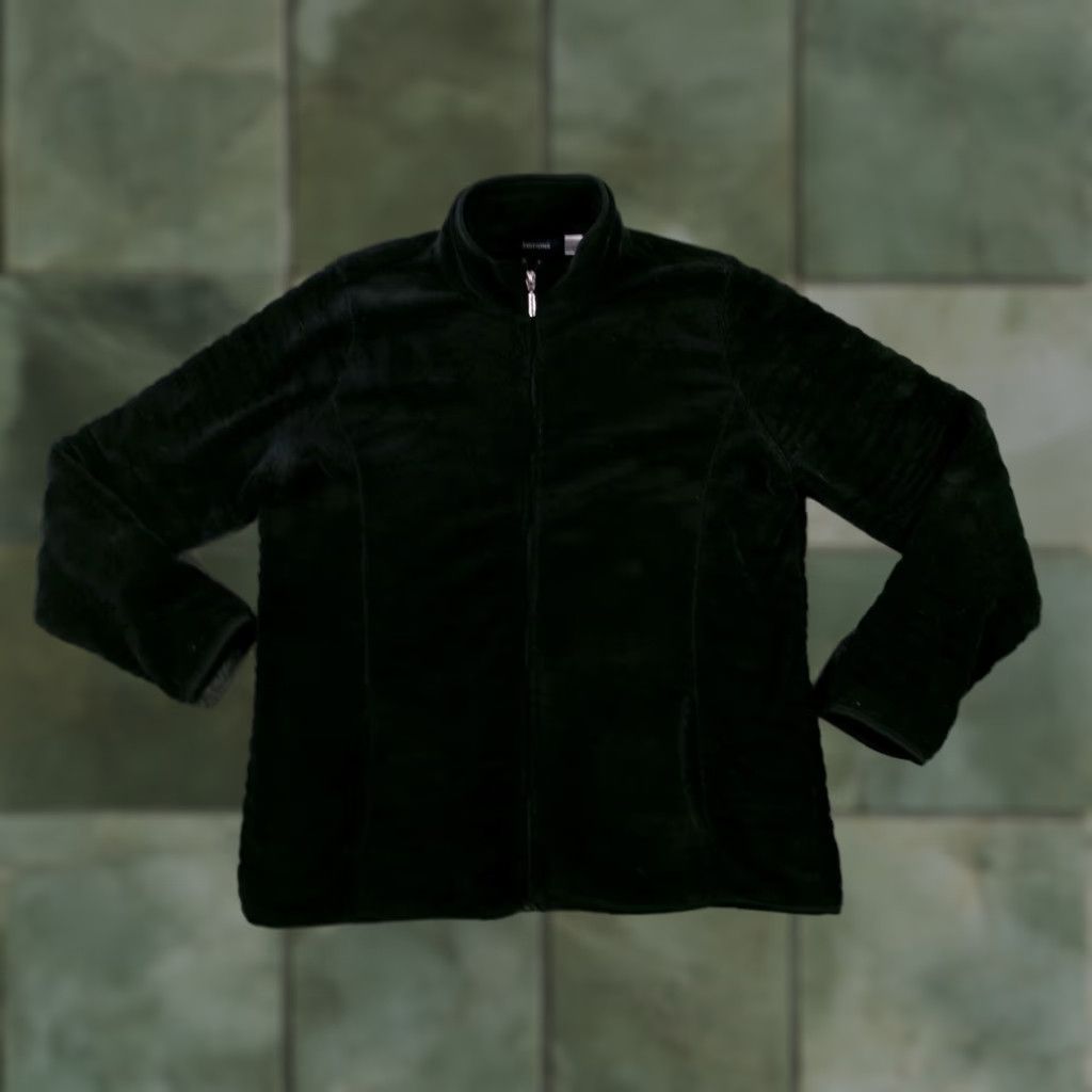 Basic Editions Basic Editions Fleece Jacket Women XL Black Full Zip Cozy Polyester Sherpa Lined Size XL / US 12-14 / IT 48-50 - 1 Thumbnail