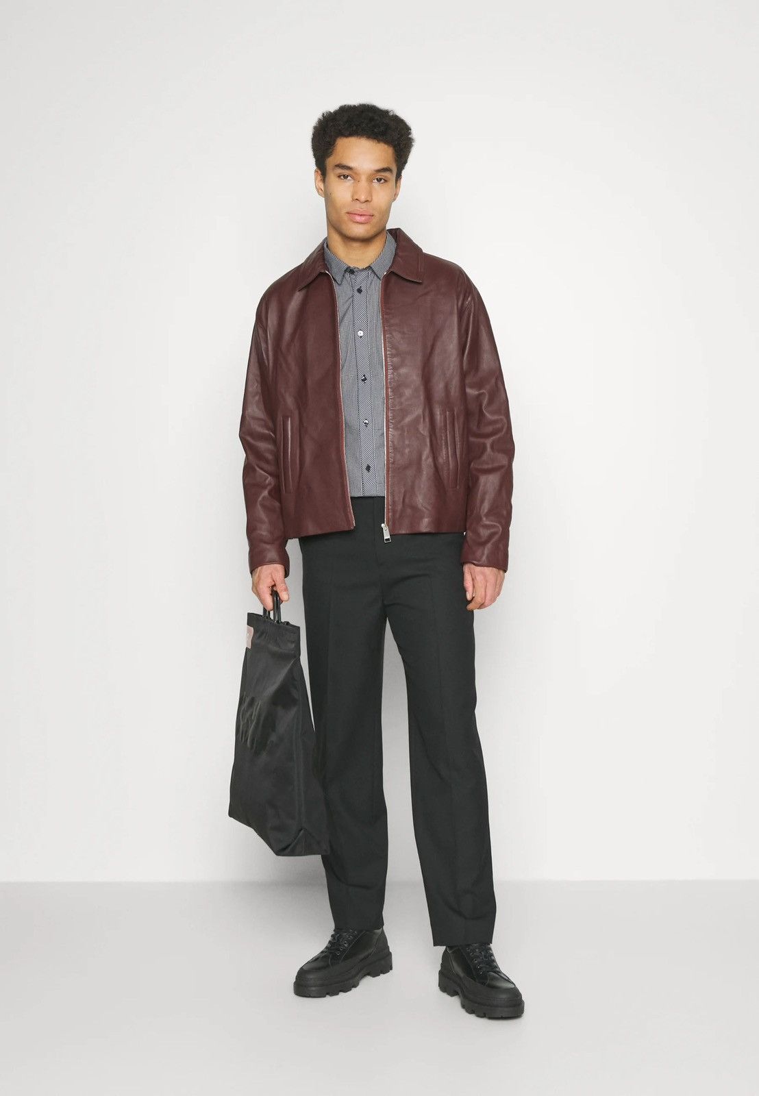 image of Avant Garde x Frame ds! Ss23 Frame Burgundy Red Leather Jacket, Men's (Size Medium)