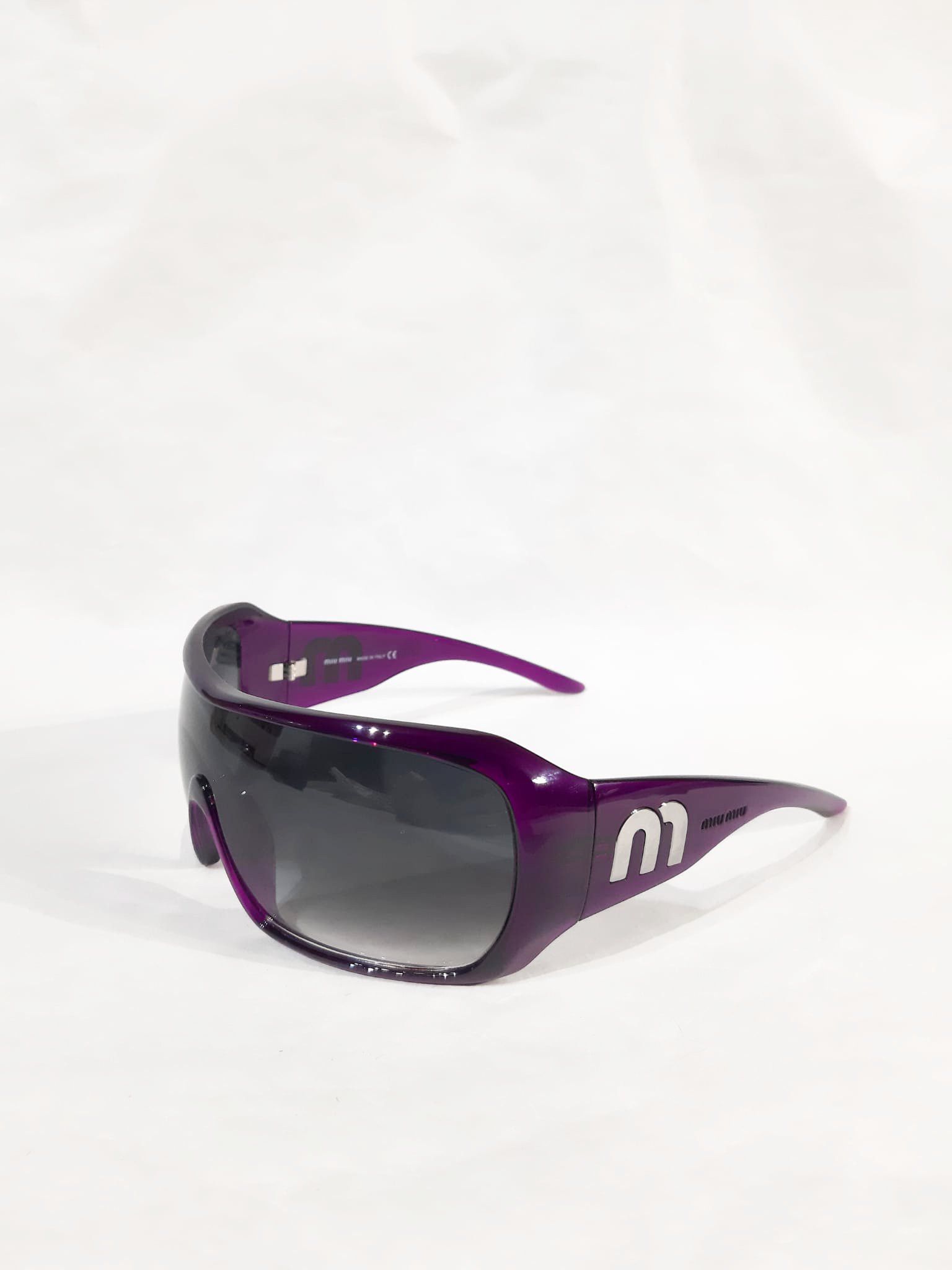 Miu Miu Miu Miu 2000's Purple Oversized Mask Shield Sunglasses Size ONE SIZE - 6 Thumbnail