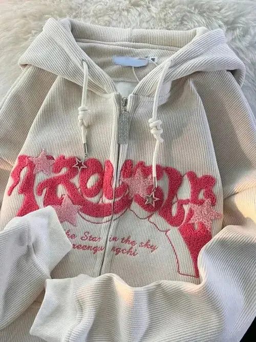 Designer American Vintage Y2K Letter Embroidery Hoodies Couple Loose Size US M / EU 48-50 / 2 - 2 Thumbnail