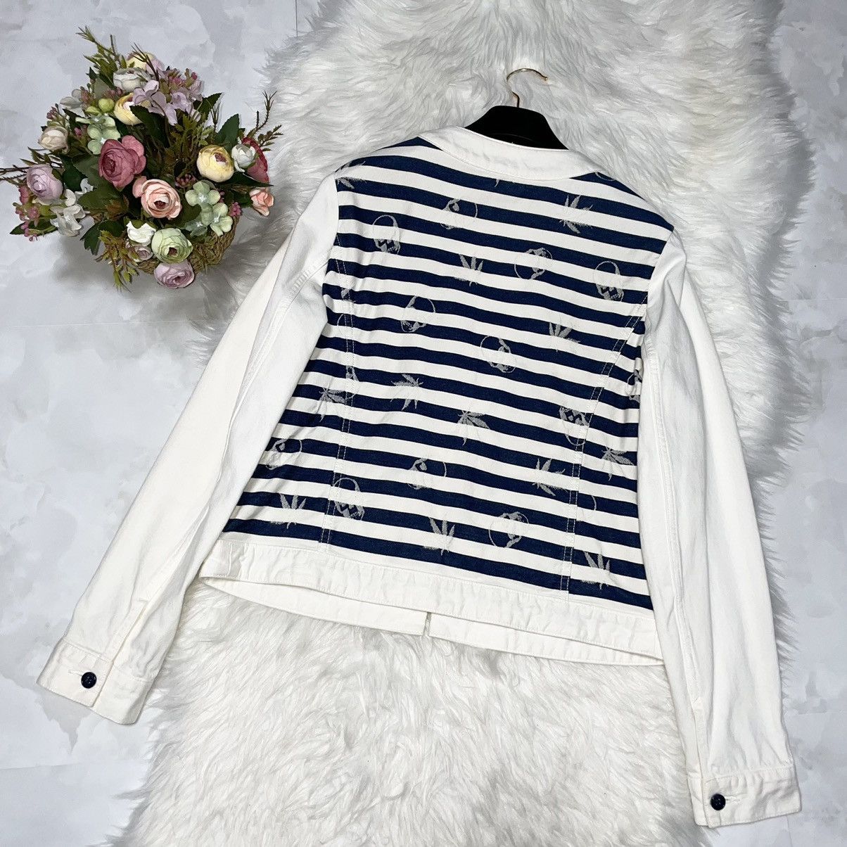 Lucien Pellat-Finet Lucien Pellat-Finet Skull & Hemp Striped Denim Jacket M Size M / US 6-8 / IT 42-44 - 4 Thumbnail