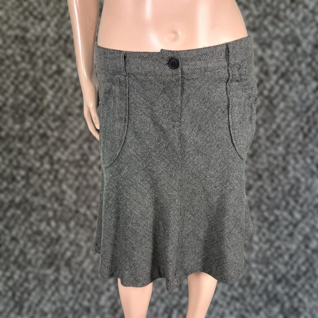 Forever 21 VINTAGE Forever 21 Women's Skirt Wool Blend A-line Gray Medium Pockets 1990s Casual Knit E4-19 Size 32" / US 10 / IT 46 - 1 Thumbnail