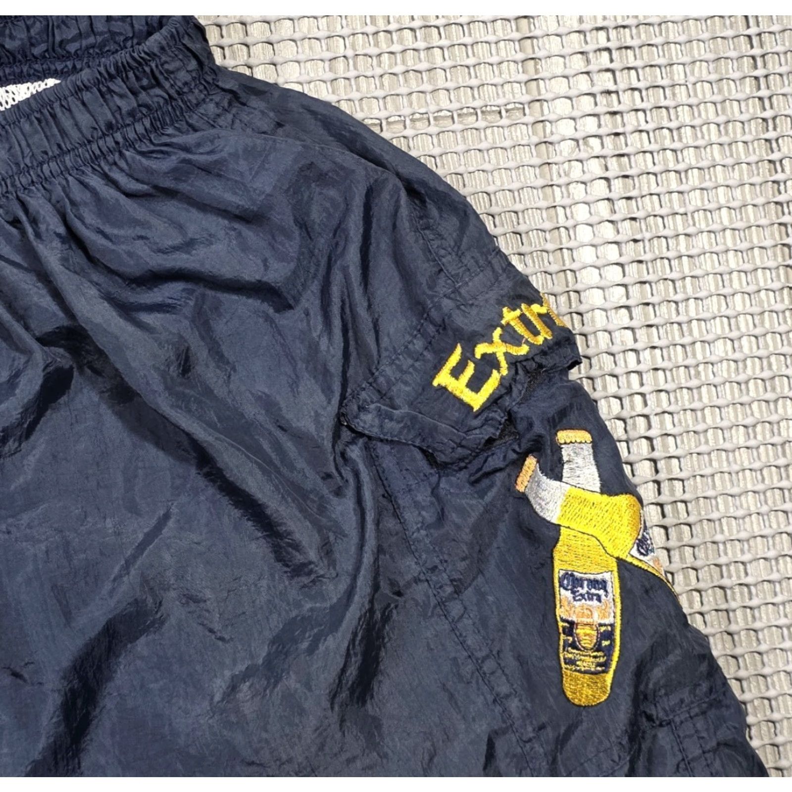 Vintage VINTAGE Corona Extra Beer Embroidered Cargo Swim Trunks M Navy Blue Gold Cerveza Rare Size US 31 - 6 Thumbnail